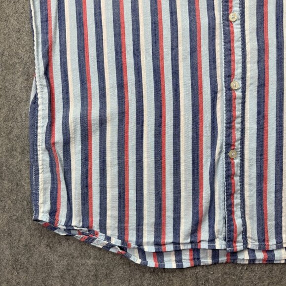 Chubbies Button-Down Shirt Men L Blue Red Striped Friday Short Sleeve - Picture 4 of 12